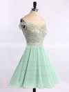 Short/Mini Chiffon Tulle Appliques Lace Cute Off-the-shoulder Prom Dresses #UKM020102178