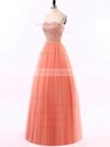 Princess Sweetheart Floor-length Tulle Beading Prom Dresses #UKM020102217