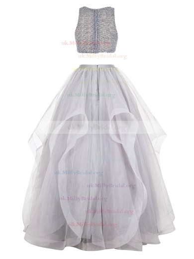Ball Gown Scoop Neck Floor-length Organza Beading Prom Dresses #UKM020102433