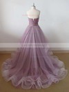 Princess Sweetheart Tulle Sweep Train Ruffles Prom Dresses #UKM020102507