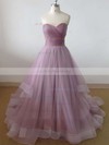 Princess Sweetheart Tulle Sweep Train Ruffles Prom Dresses #UKM020102507