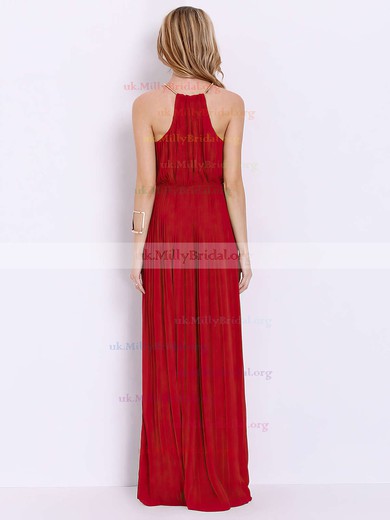 A-line Scoop Neck Chiffon Floor-length Sashes / Ribbons Prom Dresses #UKM020103547