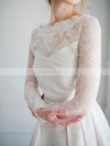 Modern A-line Scoop Neck Lace Satin Appliques Lace Short/Mini Long Sleeve Wedding Dresses #UKM00022827