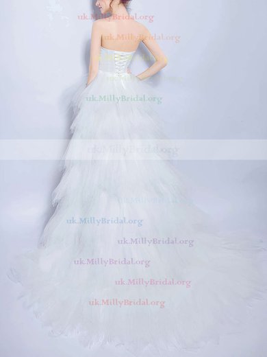 New Arrival A-line Sweetheart Tulle with Beading Asymmetrical High Low Wedding Dresses #UKM00022891