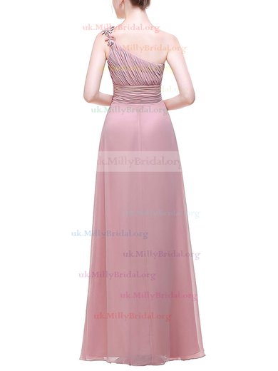 Chiffon One Shoulder A-line Floor-length with Flower(s) Bridesmaid Dresses #UKM01013376