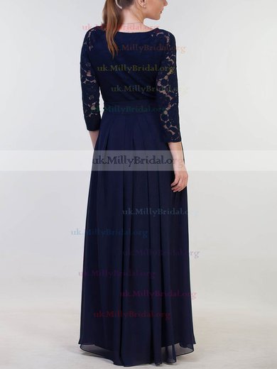 Lace Chiffon Scoop Neck A-line Floor-length with Sashes / Ribbons Bridesmaid Dresses #UKM01013381