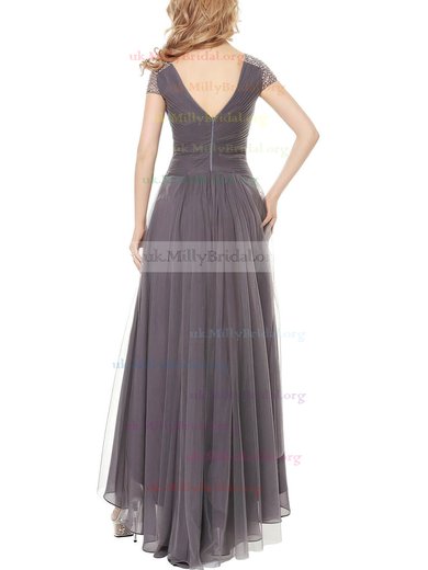 Tulle V-neck A-line Asymmetrical with Beading Bridesmaid Dresses #UKM01013401