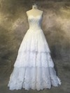 Tulle Sweetheart A-line Court Train with Appliques Lace Wedding Dresses #UKM00022927
