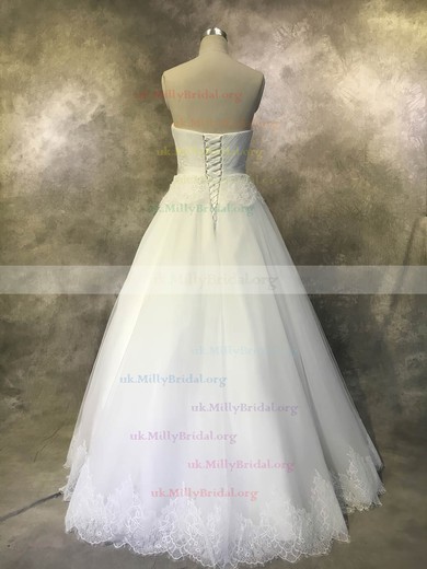 Tulle Sweetheart Ball Gown Floor-length with Sashes / Ribbons Wedding Dresses #UKM00022934