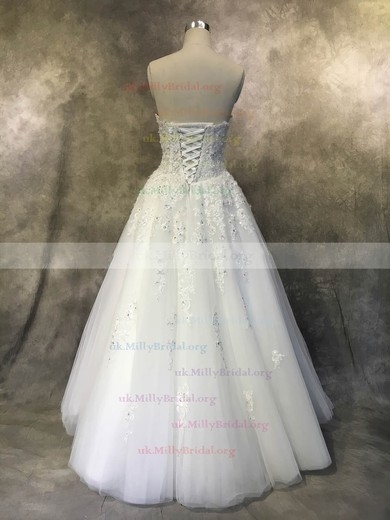 Tulle Sweetheart Ball Gown Floor-length with Appliques Lace Wedding Dresses #UKM00022935