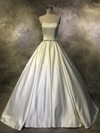 Satin Strapless Ball Gown Court Train with Buttons Wedding Dresses #UKM00022944