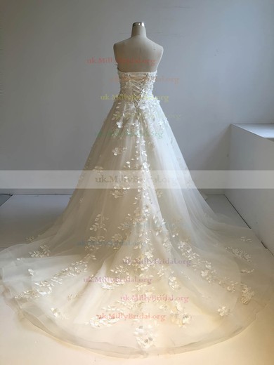 Organza Sweetheart Ball Gown Court Train with Sequins Wedding Dresses #UKM00022946