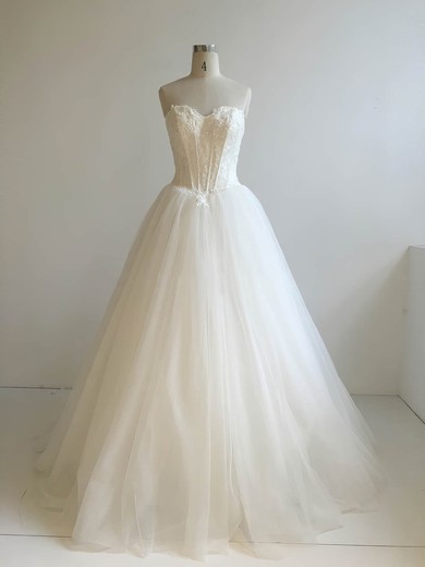 Tulle Sweetheart Ball Gown Floor-length with Appliques Lace Wedding Dresses #UKM00022947