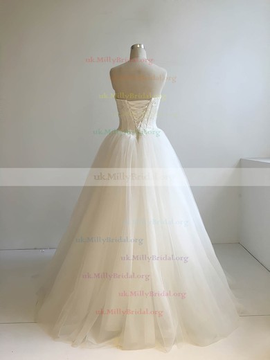 Tulle Sweetheart Ball Gown Floor-length with Appliques Lace Wedding Dresses #UKM00022947