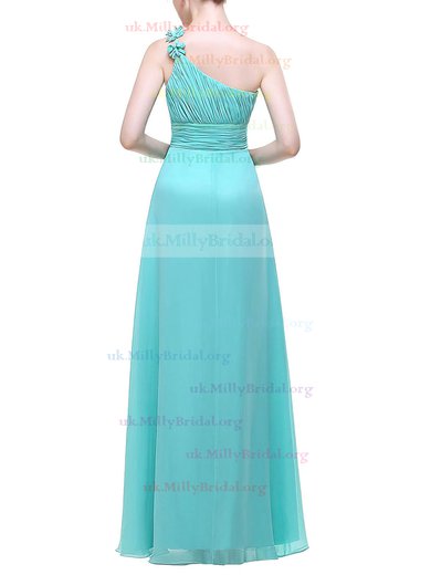 Chiffon One Shoulder A-line Floor-length with Flower(s) Bridesmaid Dresses #UKM01013444
