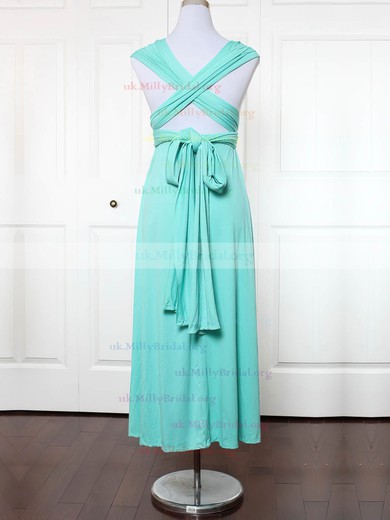 Jersey V-neck Empire Ankle-length with Ruffles Bridesmaid Dresses #UKM01013135