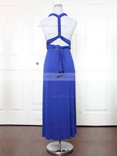Jersey V-neck A-line Ankle-length with Ruffles Bridesmaid Dresses #UKM01013137