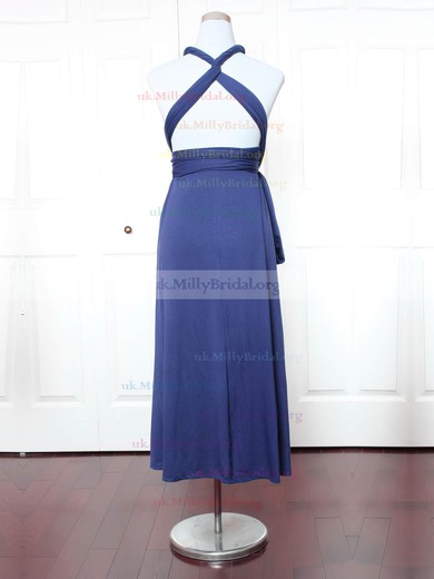 Jersey V-neck A-line Ankle-length with Ruffles Bridesmaid Dresses #UKM01013147