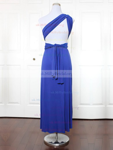 Jersey One Shoulder A-line Ankle-length with Ruffles Bridesmaid Dresses #UKM01013149