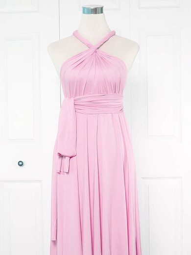Jersey V-neck A-line Ankle-length with Ruffles Bridesmaid Dresses #UKM01013150
