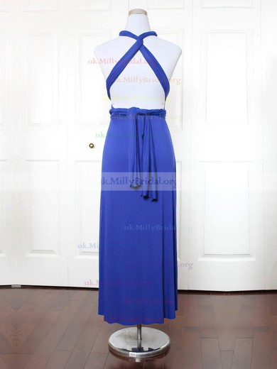 Jersey V-neck A-line Ankle-length with Ruffles Bridesmaid Dresses #UKM01013153