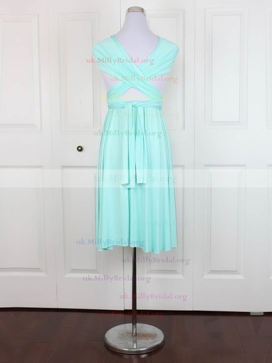 Jersey V-neck A-line Short/Mini with Ruffles Bridesmaid Dresses #UKM01013160
