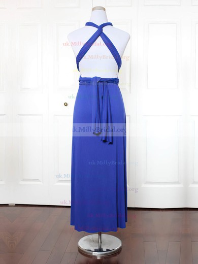 Jersey V-neck A-line Ankle-length with Ruffles Bridesmaid Dresses #UKM01013167