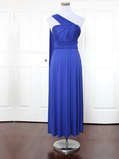 Jersey One Shoulder A-line Ankle-length with Ruffles Bridesmaid Dresses #UKM01013171