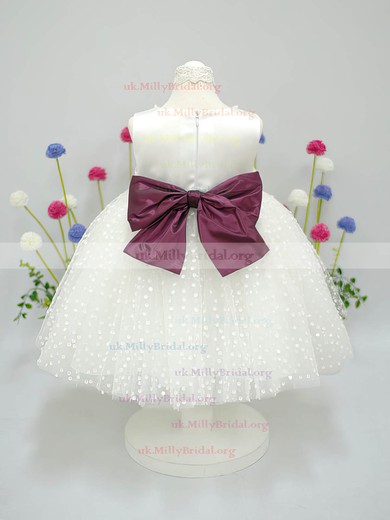 Ball Gown Scoop Neck Tulle Elastic Woven Satin Ankle-length Sashes / Ribbons Flower Girl Dresses #UKM01031827