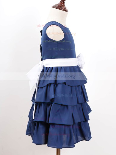 A-line Scoop Neck Chiffon Ankle-length Sashes / Ribbons Flower Girl Dresses #UKM01031836