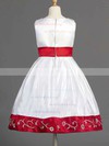 A-line Scoop Neck Satin Knee-length Bow Flower Girl Dresses #UKM01031839