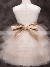 Ball Gown Scoop Neck Tulle Elastic Woven Satin Knee-length Sashes / Ribbons Flower Girl Dresses #UKM01031840