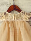 A-line Scoop Neck Lace Chiffon Short/Mini Sashes / Ribbons Flower Girl Dresses #UKM01031852