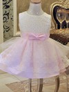 Ball Gown Scoop Neck Lace Satin Tulle Short/Mini Beading Flower Girl Dresses #UKM01031859