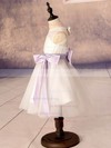 A-line Scoop Neck Lace Tulle Ankle-length Bow Flower Girl Dresses #UKM01031878