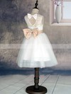 A-line Scoop Neck Lace Tulle Ankle-length Bow Flower Girl Dresses #UKM01031870