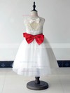 A-line Scoop Neck Lace Tulle Ankle-length Bow Flower Girl Dresses #UKM01031880