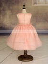 Ball Gown Scoop Neck Organza Ankle-length Ruffles Flower Girl Dresses #UKM01031869