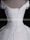 Tulle V-neck Ball Gown Cathedral Train with Appliques Lace Wedding Dresses #UKM00023040
