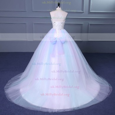 Tulle Sweetheart Ball Gown Court Train with Beading Wedding Dresses #UKM00023049