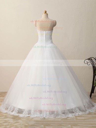 Tulle Lace Sweetheart Ball Gown Floor-length with Appliques Lace Wedding Dresses #UKM00023083