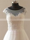 Tulle Scoop Neck Princess Sweep Train with Appliques Lace Wedding Dresses #UKM00023088
