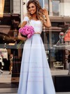 A-line Square Neckline Satin Floor-length Appliques Lace Prom Dresses #UKM020104978