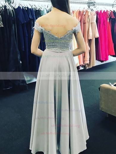 A-line Off-the-shoulder Silk-like Satin Floor-length Appliques Lace Prom Dresses #UKM020105002