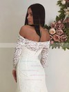Lace Off-the-shoulder Trumpet/Mermaid Sweep Train Lace Wedding Dresses #UKM00023117