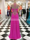 A-line V-neck Chiffon Floor-length Ruffles Prom Dresses #UKM020105273