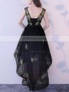 A-line Scoop Neck Tulle Asymmetrical Appliques Lace Prom Dresses #UKM020105373