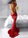 Trumpet/Mermaid V-neck Sequined Sweep Train Prom Dresses #UKM020105814