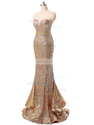 Trumpet/Mermaid Sweetheart Sequined Sweep Train Prom Dresses #UKM020105818