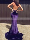 Trumpet/Mermaid Halter Velvet Sweep Train Prom Dresses #UKM020105556